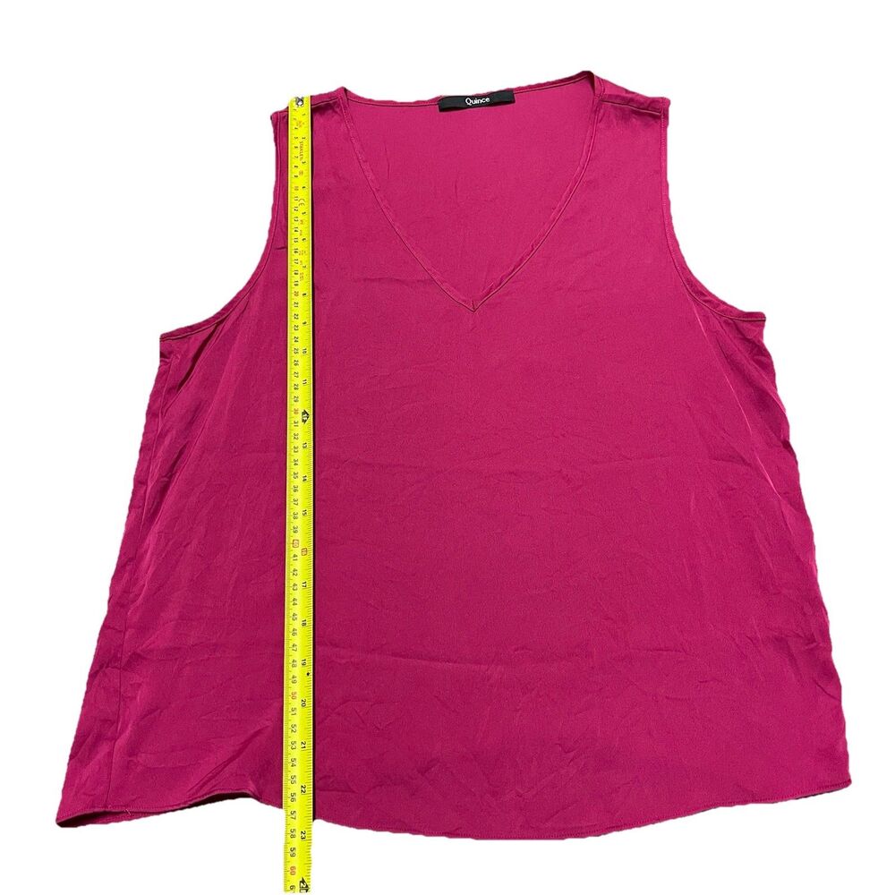 Quince Women’s Blouse Size Medium Washable Stretch Silk Blouse Fuchsia Pink - Picture 2 of 7